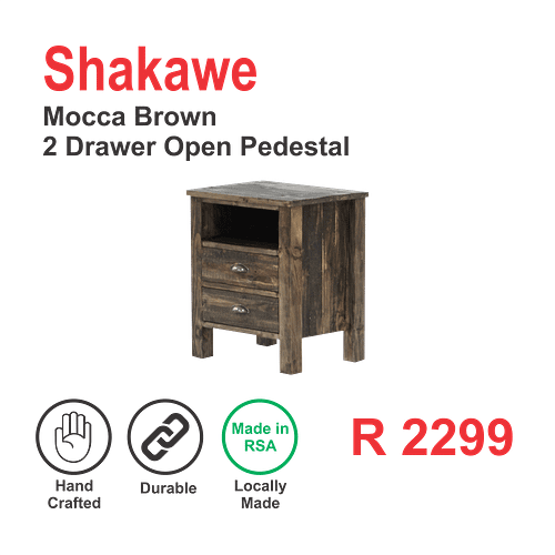 Shakawe Mocca Brown 2 Drawer Open Pedestal