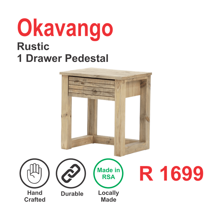 Okavango Rustic 1 Drawer Pedestal